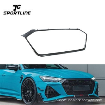 Dry Carbon Fibre RS6 Front Grill Overlay Trim Cover for Audi RS6 A6 C8 Avant Wagon 2019-2021